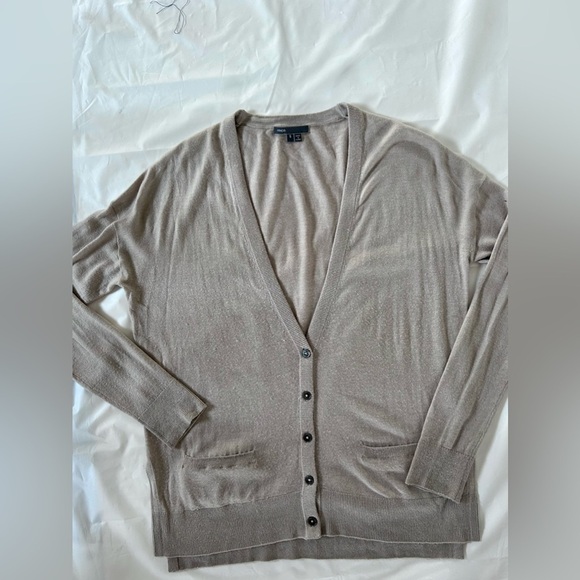 VINCE cardigan button down v neck beige sweater oversized fit - Picture 7 of 8